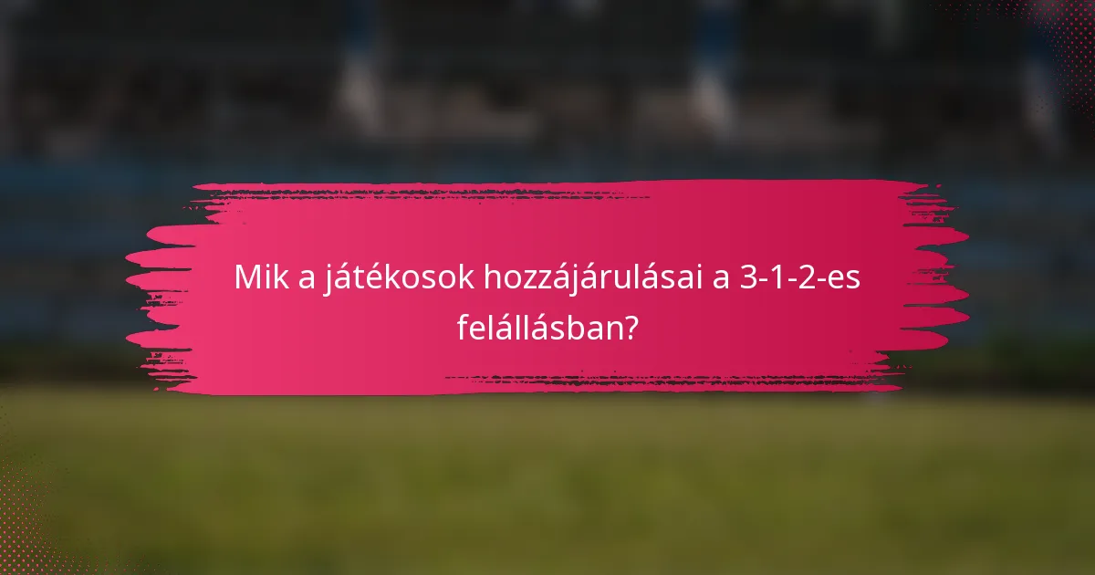 Mik a játékosok hozzájárulásai a 3-1-2-es felállásban?